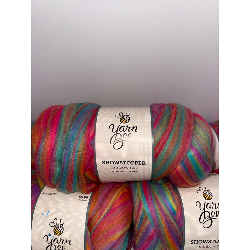 Yarn Bee Showstopper Rainbow Riot Super Bulky Wool Blend Yarn 10oz Lot of 5 - Picture 2 of 5